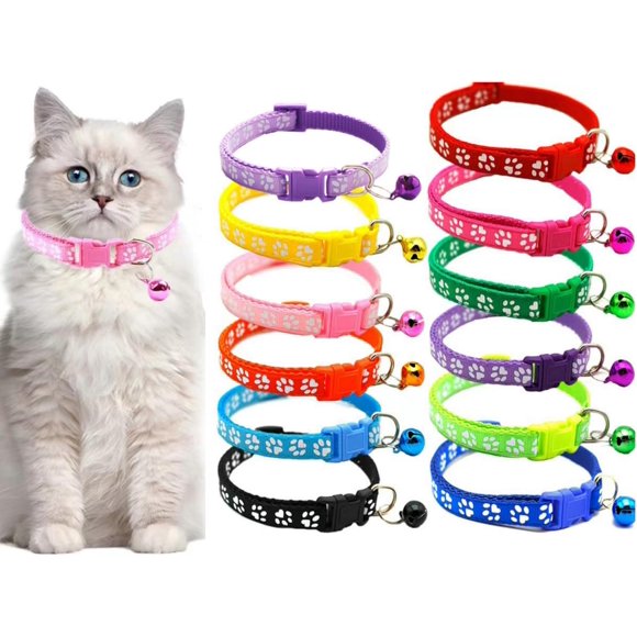 shiyou-12 Pcs Puppy and Kitten Collar, with Bell Collar Soft Adjustable Identification Puppy Whelping Breakaway Safety Collars, Reusable Washable for Breeders Little Dogs and Cats Neck (7.5-12.5inch)