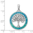 thumbnail image 2 of 925 Sterling Silver Rhodium Plated Simulated Opal Circle With Tree Pendant Necklace 28x25.23mm Wide 1.84mm Thick Pendant, 2 of 2