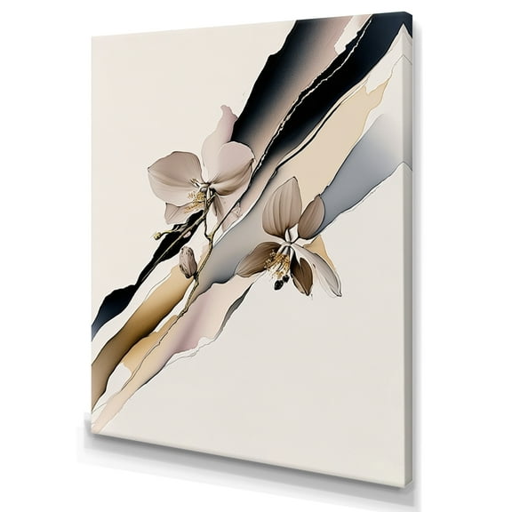 Designart Beige Orchid Flowers Hyperrealistic V Canvas Wall Art
