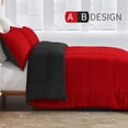 thumbnail image 2 of Exclusivo Mezcla Lightweight Reversible 3-Piece Comforter Set All Seasons, Down Alternative Comforter with 2 Pillow Shams, Oversized Queen Size, Red/Black, 2 of 7