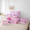 thumbnail image 6 of Manfei Sweet Cherry Strawberry 7 Pieces Bedding Comforter Set,Cartoon Wild Ladybug Full Bedding Set,Pink Cyan White Fitted Sheet Flat Sheet For Girls Kids,Microfiber Bedroom Decor Reversible, 6 of 8