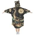 thumbnail image 2 of FORMRS Wearable Blanket Hoodie with Sleeves for Kids Cozy Flannel Sweatshirt, Black Dinosaur, 2 of 7