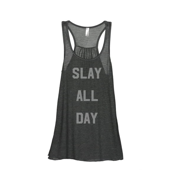 Thread Tank Slay All Day Women's Sleeveless Flowy Racerback Tank Top Charcoal Small
