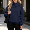 thumbnail image 5 of MaFYtyTPR Women's Cowl Neck Hoodie with Face Cover Casual Pullover Hooded Sweatshirt with Pocket Fall Winter Outdoor Warm Tops 01-Navy XL, 5 of 6