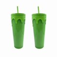 thumbnail image 1 of 2X 2023 Slime Green Glow in the Dark Tumbler Cup 24oz, 1 of 5