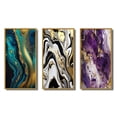 thumbnail image 2 of Designart "Liquid Gold and Turquoise Dreams Marble Art" Abstract Painting Framed Wall Art Set Of 3 - Gold Modern Frame Canvas Set For Living Room Decor, 2 of 6