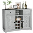Homfa Gray Bar Sideboard with Wine Rack & Storage