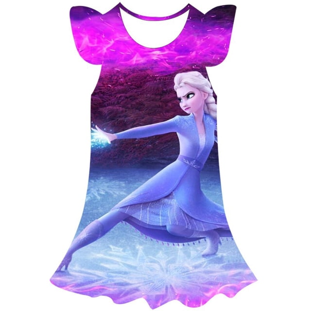 Vestido de Frozen de Disney para niñas, disfraces de dibujos animados, vestido de Frozen para niños, serie de Disney de verano, vestidos para niños, regalos de fiesta de cumpleaños, faldas 4T Gao Jinjia LED