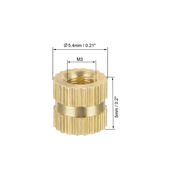 50x M3 X 3mm OD4.1mm Brass Knurled Threaded Inserts – Embedded Nuts For 3D Printing/Wood