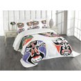 thumbnail image 3 of Ambesonne Kabuki Quilted Bedspread Set 3 Pcs, Chinese Opera, Queen Size, Multicolor, 3 of 5