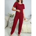 thumbnail image 1 of Pijama de primavera y verano para mujer, de seda de leche, pantalón de manga corta, traje clásico de color sólido, informal, 1 of 6