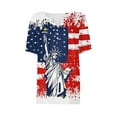 thumbnail image 4 of Fashion American Flag Shirts Women Cute Henley V Neck Button Down Shirts USA Flag Graphic Short Sleeve Tops Summer Dressy Casual Blouses Independence Day Patriotic T-Shirts Summer Tees, 4 of 5