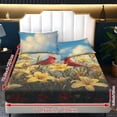 thumbnail image 6 of Jiueut Cardinal Lily Print Twin Size Bed Sheet Set of 3, Easy to Clean Bedroom Sheet Set Standard Comfortable Pillow Case for Women Men, 6 of 7