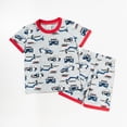 thumbnail image 2 of TOWED22 Toddler Baby Boy Summer Outfits Short Sleeve Embroidered T Shirt Tees + Striped/Plaid Shorts Infant Clothes Set(Red,5-6 Years), 2 of 9