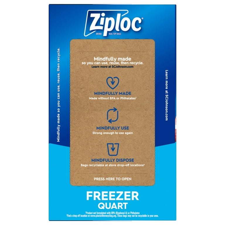 Ziploc® Brand Freezer Bags with Grip 'n Seal Technology, Quart, 38