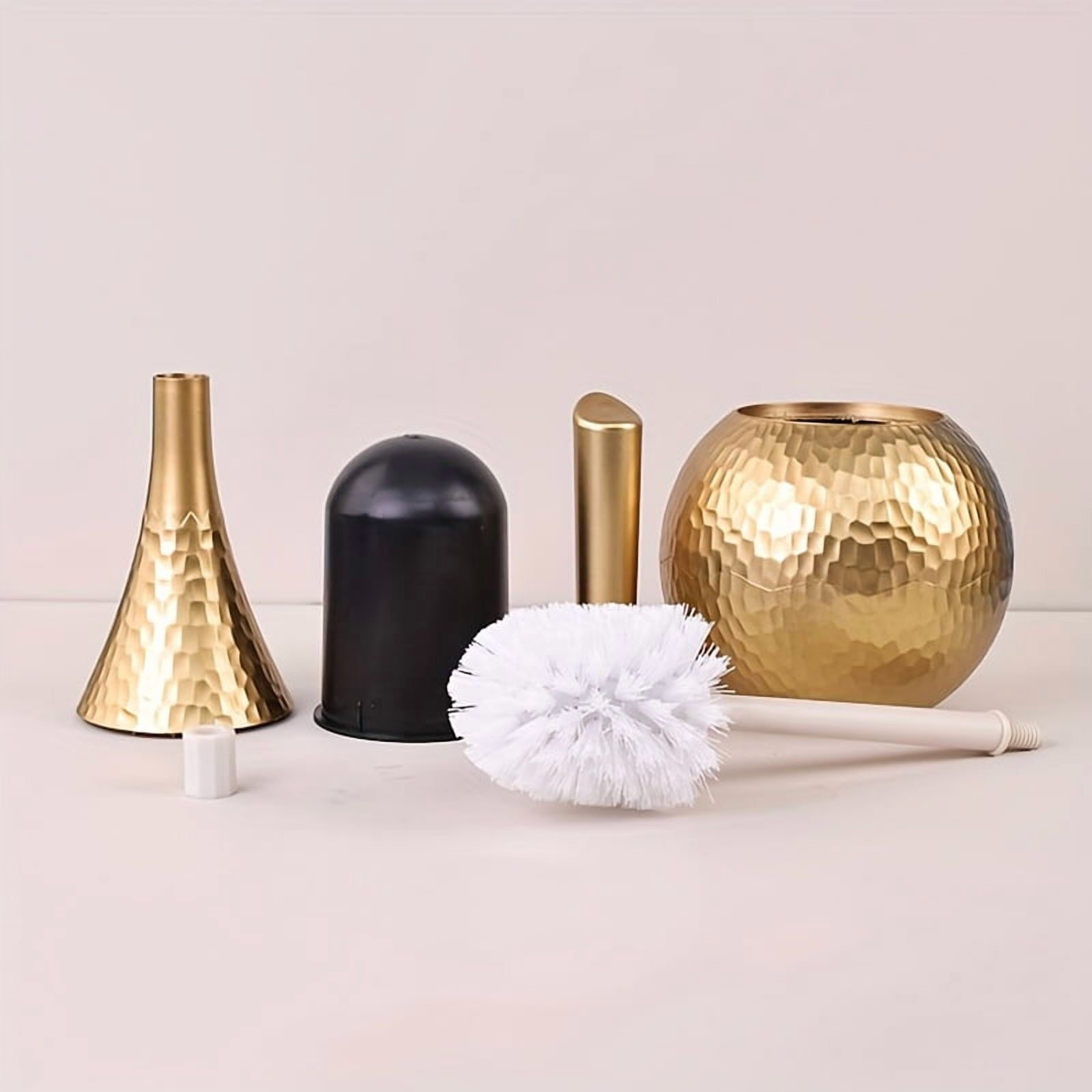 Toilet Brush Set Replaceable Nylon Soft Bristle Brush Long Handle for WC Bathroom Accessories Cleaning Tools(Gold)