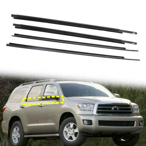 Fit for 08-20 Sequoia Window Weatherstrips, Exterior Trim Seal Strips (4 Pcs)