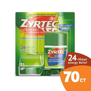 Zyrtec 24 Hour Allergy Relief Tablets with 10 mg Cetirizine HCl, 70 ct