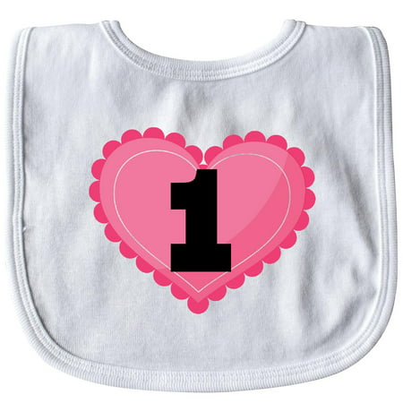Inktastic 1st Birthday Heart Baby Bib One Number 1 Year Old Babys First Girls Pink Cute Gift For Idea Clothing Infant