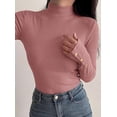 thumbnail image 3 of PRETTYGARDEN Women's Ribbed Mock Neck Long Sleeve Tops | Slim Fitted T-Shirts, Soft Stretch, Decorative Buttons, Going Out Work Casual Wear, Fall Outfits Layering Winter Clothes, 3 of 8