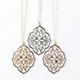 thumbnail image 2 of Engraved Hollow Gold Filigree Flower Pendant Long Moroccan Statement Necklace, 2 of 9