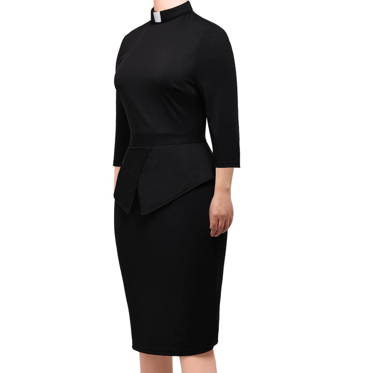 Buy GRACEART Women Clergy Dress Tab Collar Priest Peplum Dress Pastor ...