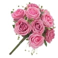 thumbnail image 4 of Ramo de flores de rosas artificiales de 9 cabezas, ramo de flores de novia, fiesta de boda, tela de seda, decoración floral falsa, rosa oscuro Advancent HA6916-03B, 4 of 6