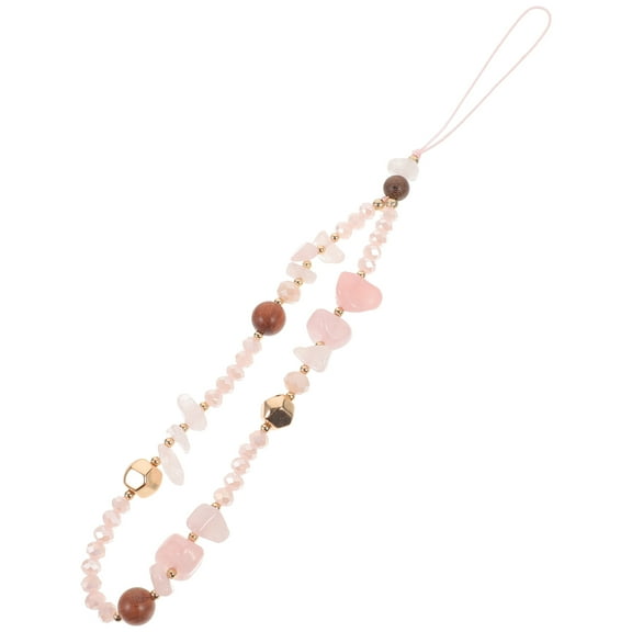 PBPBOX Beaded Cell Phone Lanyard Phone Chain Pink Wood Beads Keychain 1Set Events