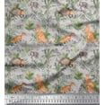 thumbnail image 1 of Soimoi Gray Cotton Poplin Fabric Animals Jungle Print Fabric by the Yard 56 Inch Wide, 1 of 3