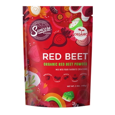 Suncore Foods Organic Gluten-Free Red Beet Powder, 5oz, Pink-Red Food Coloring Powder