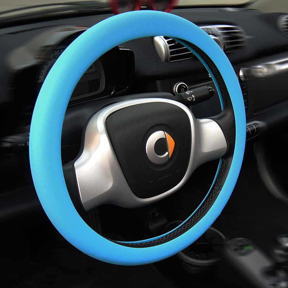 Black K-Bright Soft Car Steering Wheel Cover 36-40cm Silicone Leather Texture Car decorate Car Accessory Elastic Anti-Slip