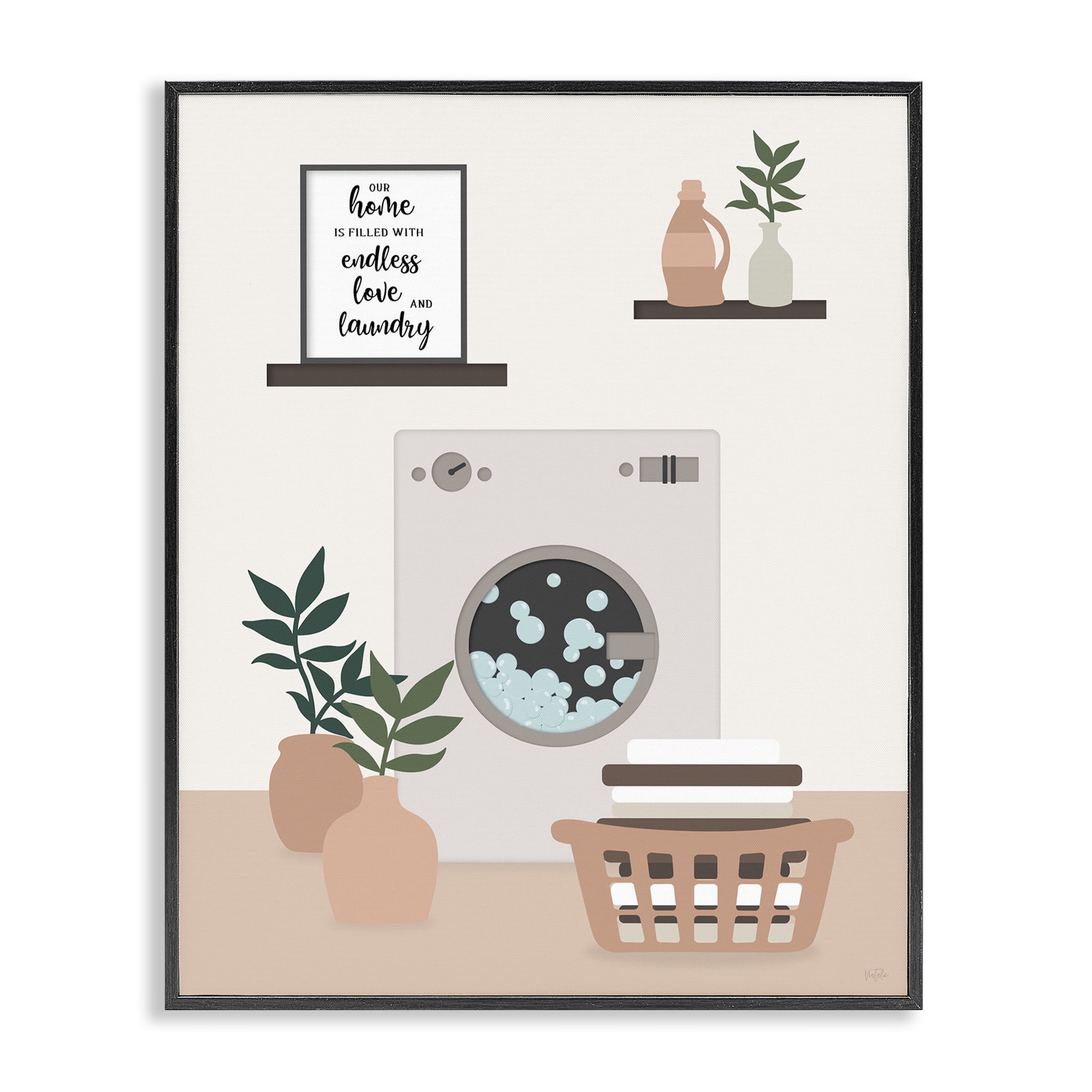 Stupell Industries Modern Family Laundry Phrase Quotes and Sayings Painting Black Framed Art Print Wall Art, 11 x 14