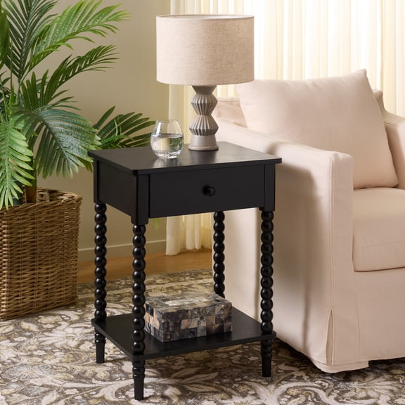 Safavieh Orbis One Drawer Wood Modern End Table, Matte Black