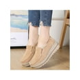 thumbnail image 3 of LUXUR Women Shoes Flat Slip On Loafers Casual Sneakers Memory Foam Insoles Wedge Platform Round Toe Suede Khaki 6, 3 of 6