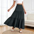 thumbnail image 2 of Arlun Women's Summer Casual Elegant Smock Layered Tiered Maxi Skirts High Waisted a Line Flowy Long Skirts Lightweight Breathable Comfy Boho Beach Long Skirt Dark Gray L, 2 of 6
