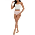 thumbnail image 2 of INSPIRE CHIC Women's High-Waisted Full-Coverage Underwear Wave Trim No Trace Briefs XS Pink, 2 of 5