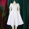 thumbnail image 3 of AURA Plus Size Elegant Off Shoulder A Line Midi Dress High Waist Puff Sleeve Summer Banquet African Party Dress, 3 of 10