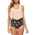 thumbnail image 2 of up to 60% off Gifts Usmixi Sexy Swimsuits for Women 2 Pieces High Waist Tummy Control Modest Bathing Suits Sleeveless Crewneck Floral Print Swimwears Tankini Sets Beige XXXL, 2 of 7