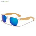 thumbnail image 2 of BadPiggies Vintage Wood Wooden Frame Mens Womens Glass Bamboo Sunglasses Eyewear UV400 Protection Polarized Lens (Clear&Blue), 2 of 5