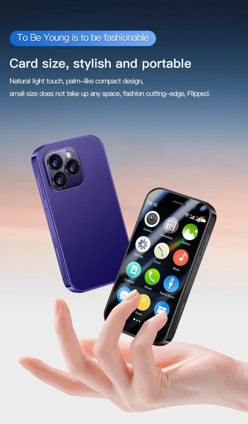 Mini Smart Phone Unlocked for Kids Tiny Smartphone Android 9.0 3Inches Portable Small Size Cellphone 2GB RAM 16GB ROM 5MP Backup Moible Phones Gift for Students