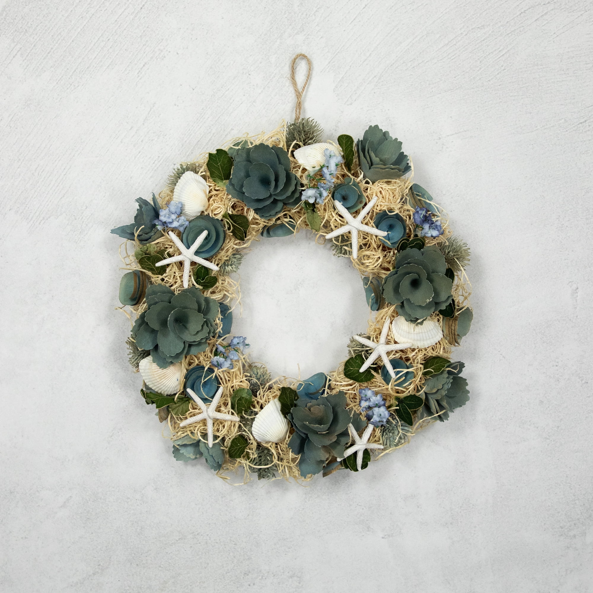 Northlight Floral Starfish and Seashells Artificial Wreath - 12"