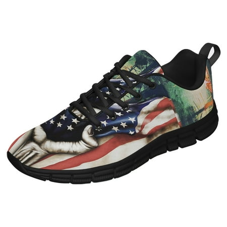 

American Flag Us Camping Running Shoes Sneakers Mesh Black Size 12