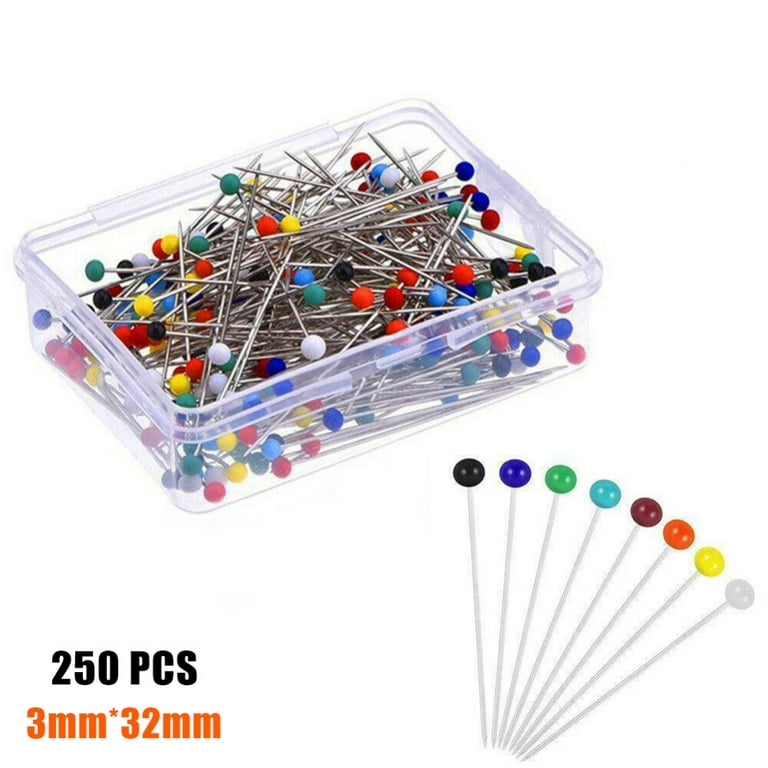 250pcs Sewing Pin Glass Head Pins Multicolor