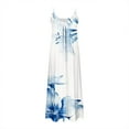 thumbnail image 4 of Cagogo Ladies Summer Flowy Swing A Line Maxi Long Floral Sundress Beach Party Dress Casual Spaghetti Straps Sleeveless V Neck Sexy Going Out White Formal Dresses, 4 of 5