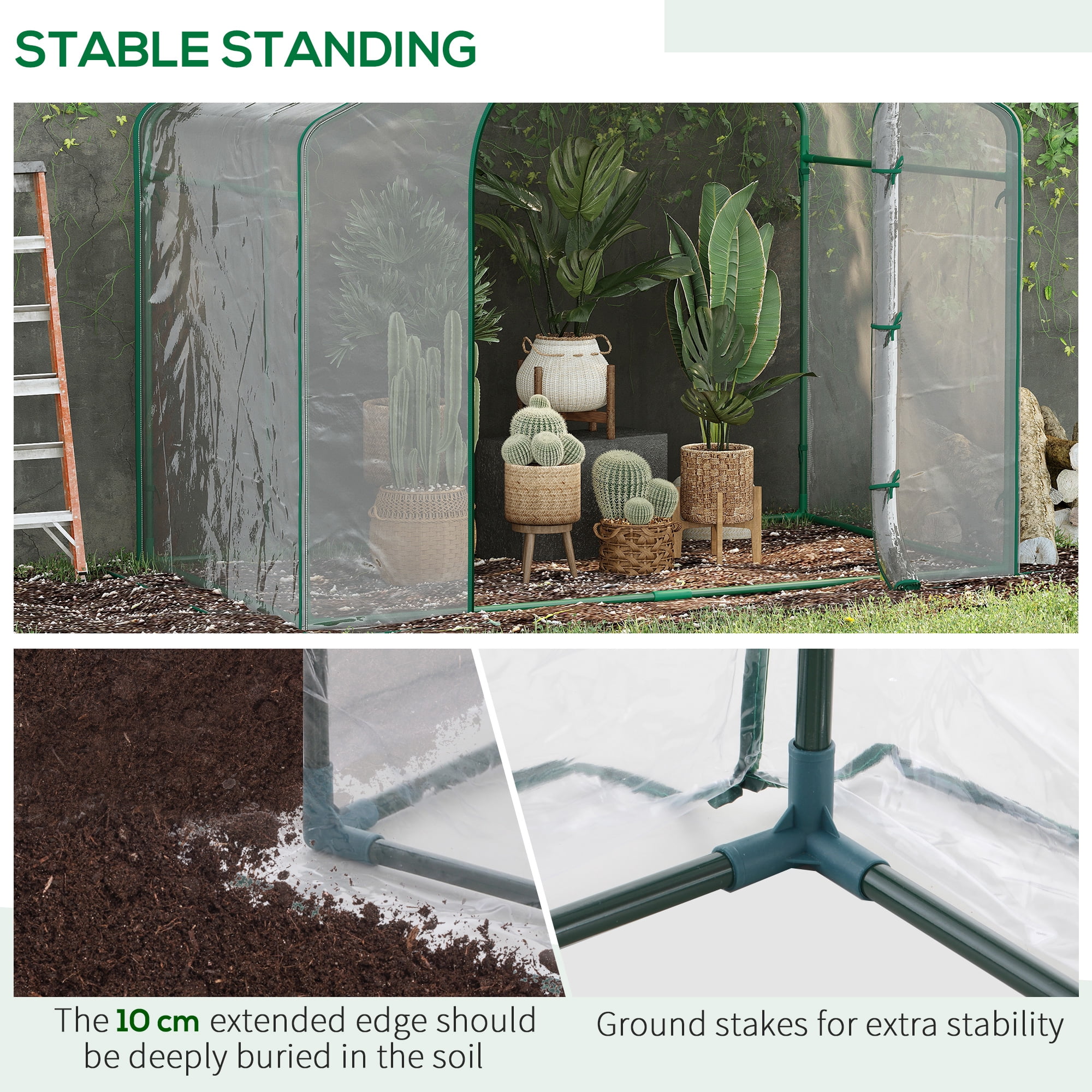 Outsunny 71.75" x 39.25" x 59.75" Portable Walk-in Greenhouse, PVC Cover, Steel Frame Garden Hot House, Zipper Door, Top Vent, Clear