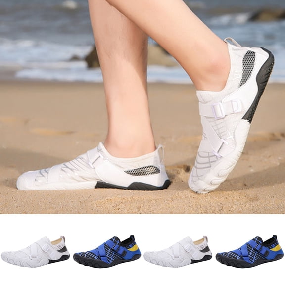 SGFCWSX Men Casual Water Shoes Size 10, Quick-Dry Non-Slip Wide-Fit Breathable Diving Shoes White