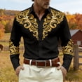 thumbnail image 2 of CONZONE Mens Western Cowboy Buttons Down Shirts Long Sleeve Shirts for Men Trendy Graphic Lapel Soft Lightweight Tops, 2 of 4