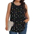 thumbnail image 7 of TARIENDY Plus Size LOng Tank Tops for Women Loose Fit Ruched Graphic Tank Shirts Sleeveless Round Neck Blouses Dressy Summer Tops Black*1 XXXXL, 7 of 7
