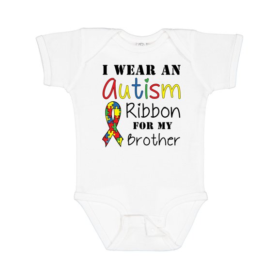 Inktastic I Wear an Autism Ribbon for My Brother Boys or Girls Baby Bodysuit