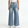thumbnail image 5 of Luivaraty Jeans for Women Wide Leg Outdoor Jeans Casual Trendy High Button Zip Waist Denim Pants with Pockets, L-2XL, 5 of 6